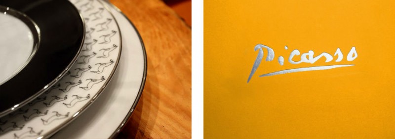art de la table picasso marc de la doucette porcelaine luxe paris service signature orange argenté